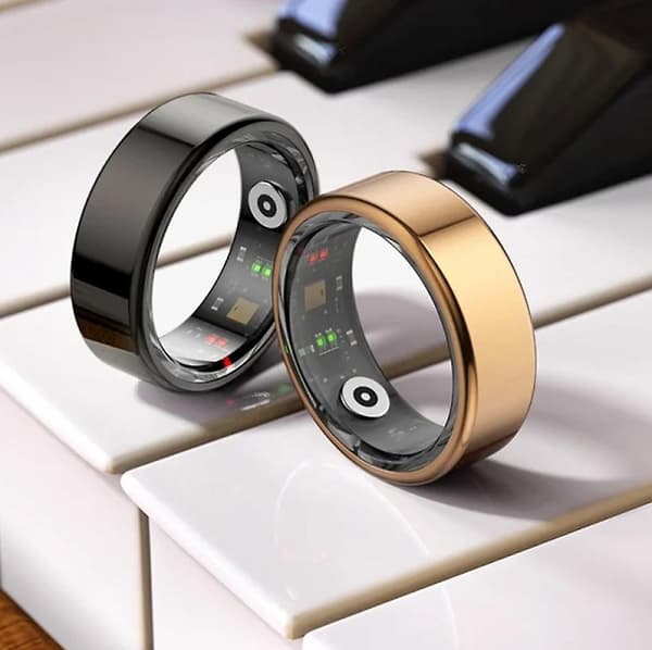 Smart Ring Fitness Sundheds Tracker Titanium Ring Fo-WELLNGS Sort 20.6mm