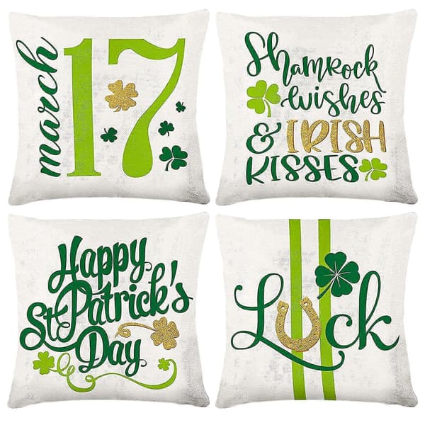 Iøjnefaldende St. Patricks Dag Pynt Pudebetræk 18x18 Sæt Med 4 Til Irsk