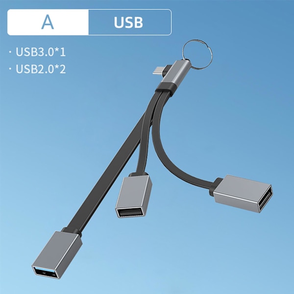 USB-C Hub 3 i 1 med understøttelse af tastatur/mus/U-disk OTG Type-C til USB 2.0/3.0 Type-C splitter til bærbar computer
