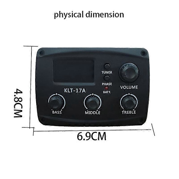 -17A Akustisk Guitar EQ Forforstærker med Digital Procedding Tuner 3 Bånds EQ Equalizer med Tuner Guitar