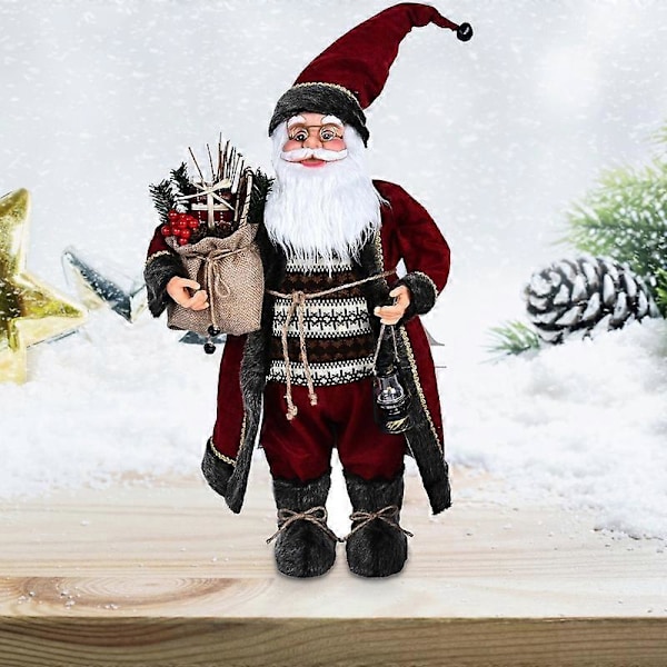 Söt Tomtedocka i Polyester, Cartoon, Stående Jultomte med Presentpåse, Figur för Jul