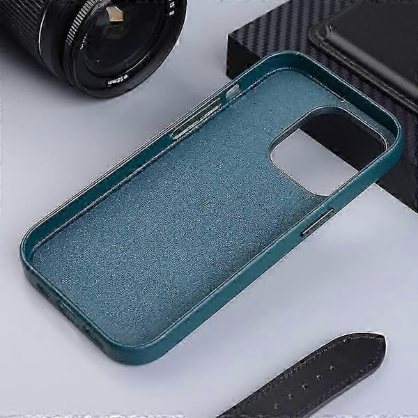 For iPhone 14 Pro Max-deksel kompatibel med MagSafe PU PC-telefonbakdeksel med logo -