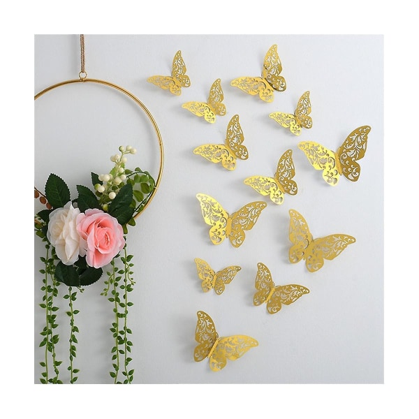 72 kpl Butterfly Party Decor askarteluun, 3 kokoa 3 väriä 2 tyyliä, 3d perhosseinäkoristeet, seinäpuikko