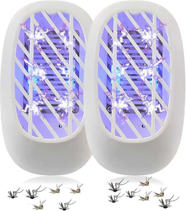Myggdödarlampa Set om 2, UV, elektrisk insektsdödare, flugfälla för inomhusbruk, giftfri effektiv flugfälla