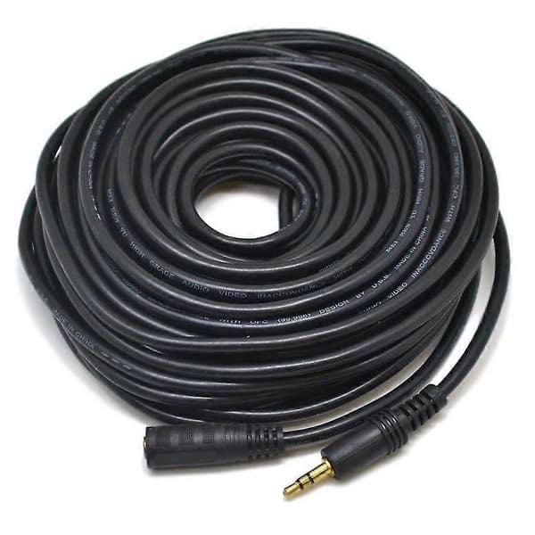 Stereo Mini - Förlängningskabel 15m 3,5mm Stereo Mini Förlängningsljudkabel Lång Kabel Svart