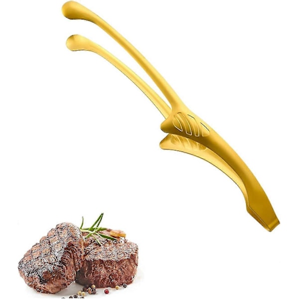 Sklisikre matklyper i metall, enkle å bruke, bestikk, grill, buffet, salat, matlaging, ost, brød, biff, bakeutstyr (gull) (1 stk)