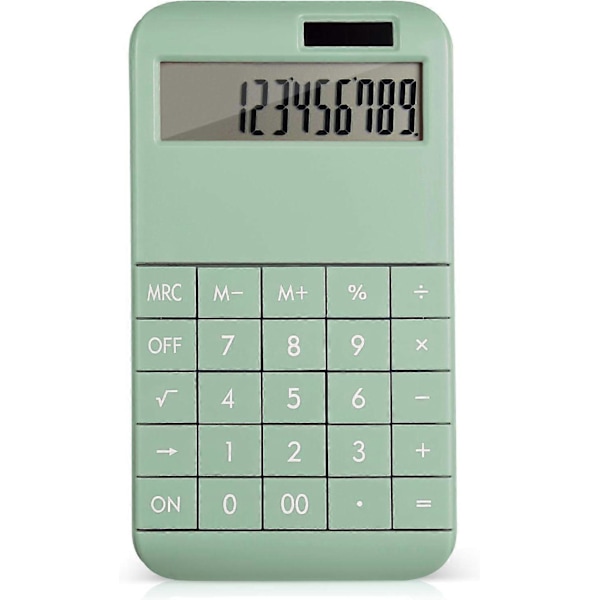 Simpel standard lommeregner 12-cifret digital bordregner Stor LCD-skærm (Matcha grøn)