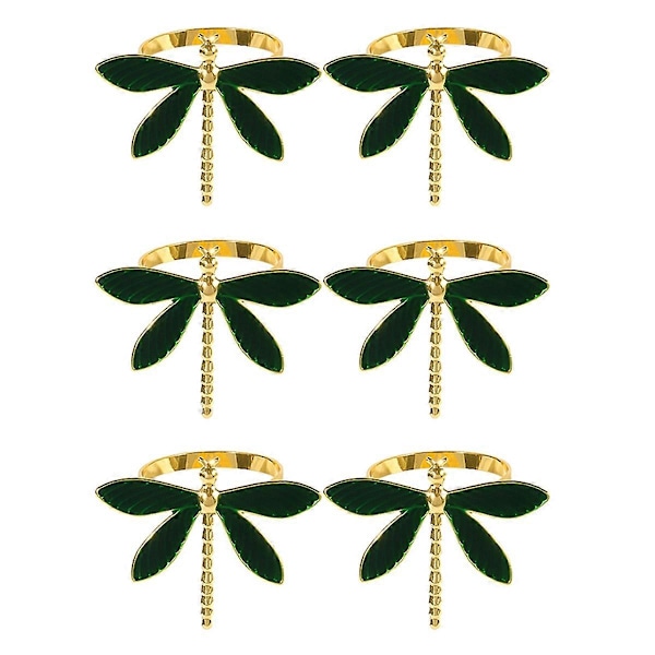 Serviettringer Sett med 6 til Bryllup Farsdag Bursdag Metall Libelle Serviett Holdere for Bordtekstiler Anledning