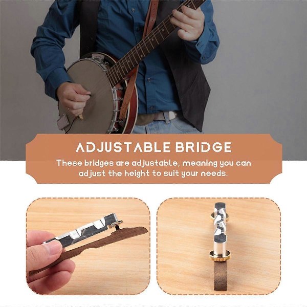 Justerbar Rosewood Banjo Bridge Mandolin Bridge Saddle for 4/5/6 Strengs Banjos