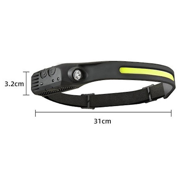 Oppladbar hodelykt, hodelykt, egnet for camping, fiske, løping, fotturer, hjelmlys