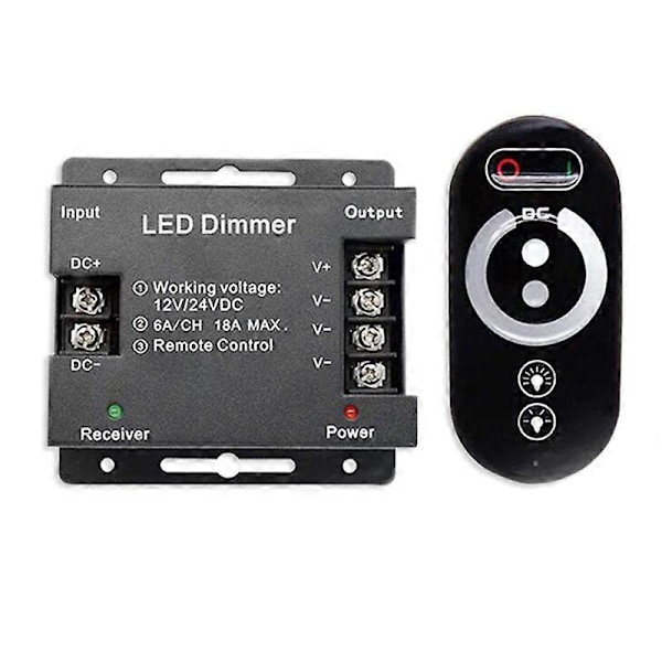18A LED Monokrom Kontroller Dimmer 12V 24V med RF Trådlös Touch Fjärrkontroll för Enkel Färg