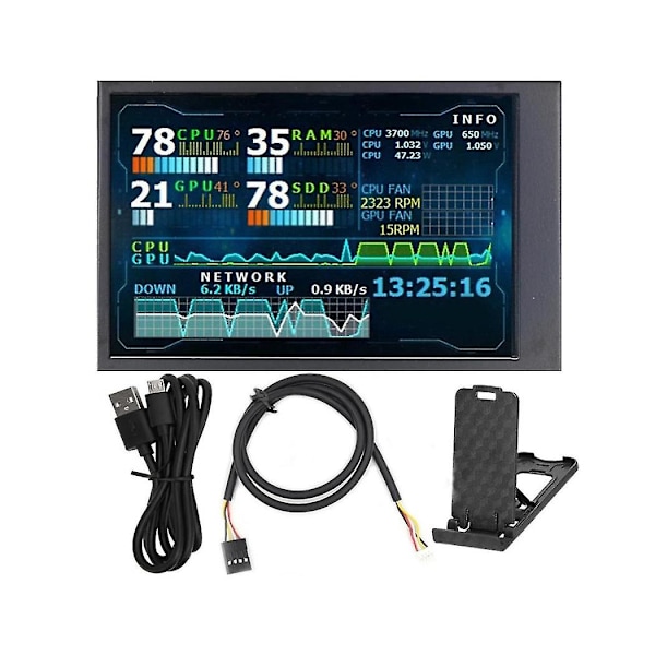 3,5 tums IPS LCD-skärm Mini Kapacitiv Skärm För Aida64 USB Datorskärm USB LCD-skärm PC-fodral Linux