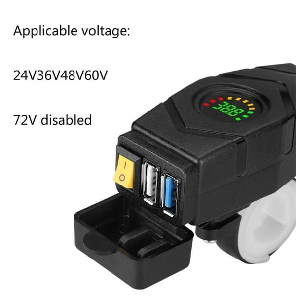 C1fb 20-80v E-sykkel Styre USB-lader 24v 36v 48v 60v Qc3.0 Hurtiglader Adapter(rødt lys)