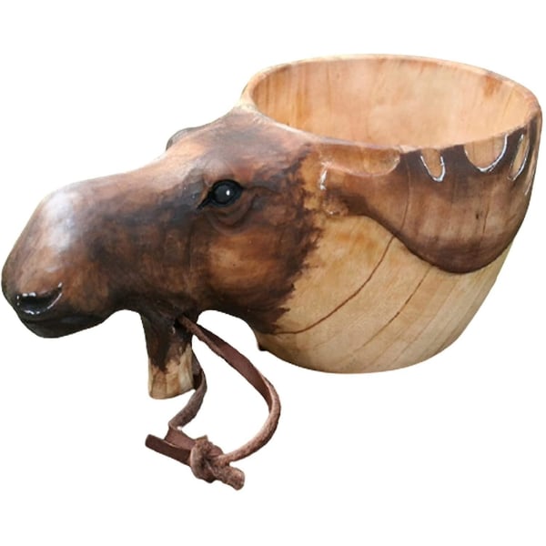 Käsin veistetty puinen muki - Animals Head Image Cup1kpl-puuta