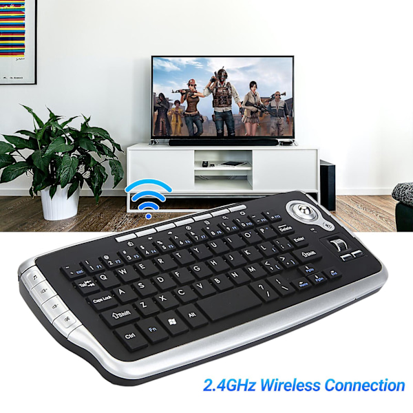 Trådlöst tangentbord Ergonomiskt Multifunktionellt Bakgrundsbelysning 78 Tangenter 2.4G Mini Tangentbord med Spårbollsmus Rullhjul för Bärbar dator