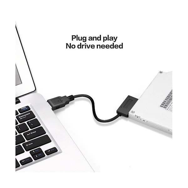 SATA til USB 3.0 7+6pin 13pin Konverteringskabel Rask Datatransfer for Bærbar Optisk Stasjon CD/DVD Sl