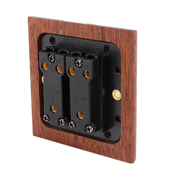 86 Type Solid Wood Panel Switch Vegglampe Retro Messing Toggle Switch Trestruktur Elektrisk Bryter S