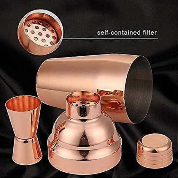 11 stk. 750ML Cocktail Shaker Y Skinnende Rustfrit Stål Britisk Cocktail Shaker Sæt Rosaguld Farve