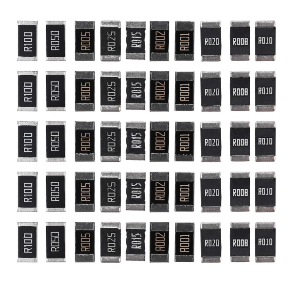 50 st Alloy Resistor 2512 Smd Resistor Provkit, 10 Typer x 5 st = 50 st R001 R002 R005 R008 R010 R