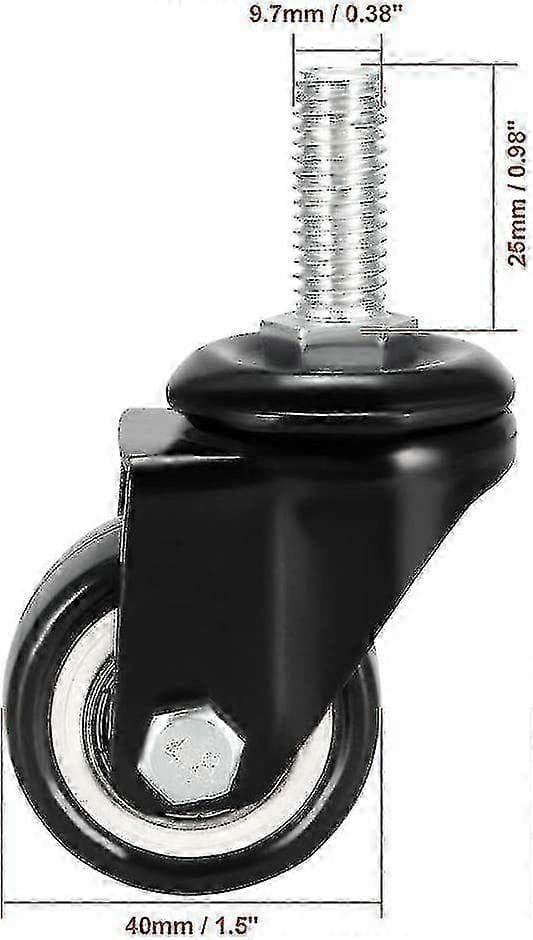 Sourcing Map Svingbare Hjul 1.5 Tommer PU M10 X 25mm Gjenget Stamme Svingbare Hjul