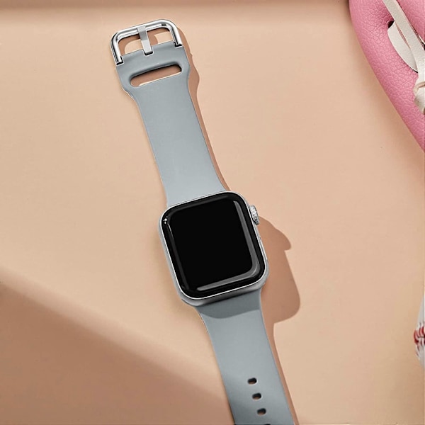 Yhteensopiva Apple Watch -rannekkeiden kanssa 45 mm 44 mm 42 mm, Pehmeä silikoninen urheiluranneke, korvaava hihna klassisen lukon kanssa iWatch Series SE 7 6 5 4 3 2