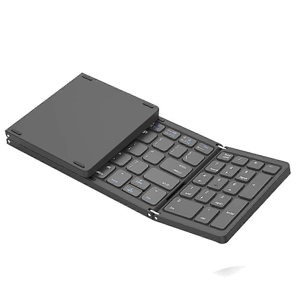 Sammenleggbart, USB-oppladbart trådløst tastatur for IOS, Android, Windows PC Laptop Smartphone-Grå