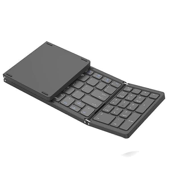 Vikbart, USB-uppladdningsbart trådlöst tangentbord för IOS, Android, Windows PC Laptop Smartphone-Grått