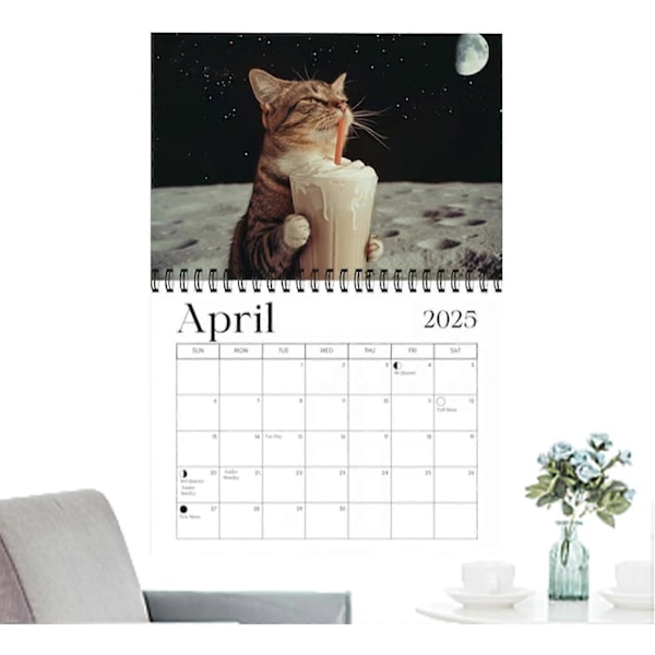 Väggkalender 2025 Katter | Månatlig Väggkalender Katt-tema | Daglig, Veckovis