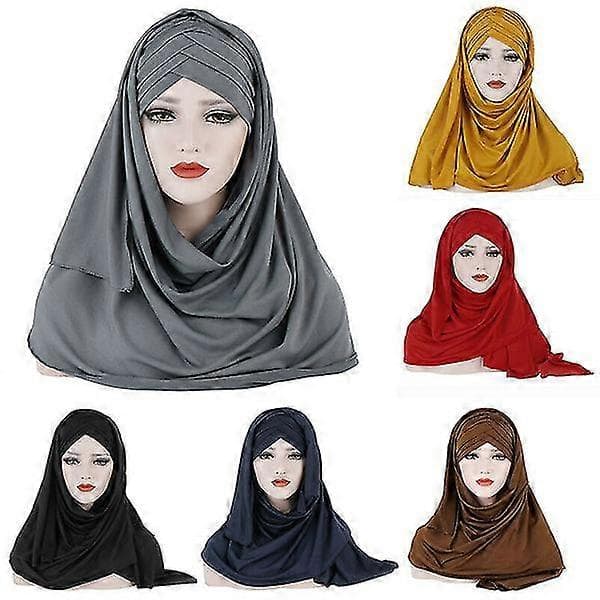 Instant Shawl Hijab Hovedtørklæde Ét Stykke Hijabs Hætteklæde Tørklæde (e)