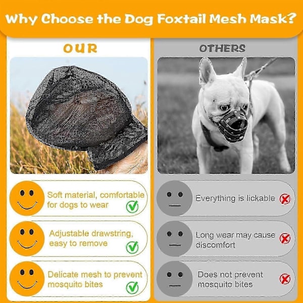 Hunde Marknet, Åndbart Mesh Ansigtsbeskyttelse til Mellemstore til Store Hunde Sort XLZZ14