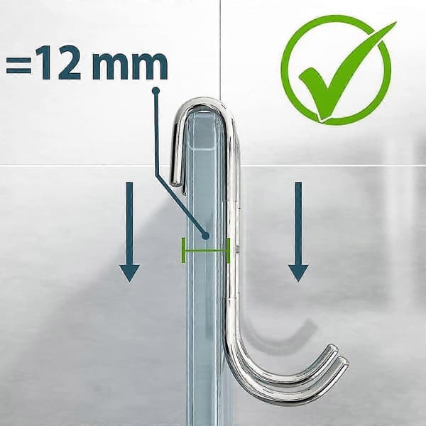 Krokar för duschglasdörr, 12 mm (0,47 tum) glastjocklek
