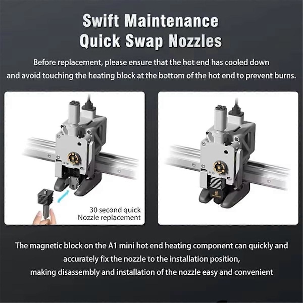 För A1 Mini Hotend 0.2MM Hotend för A1 Mini Munstycksmontering 0.2mm