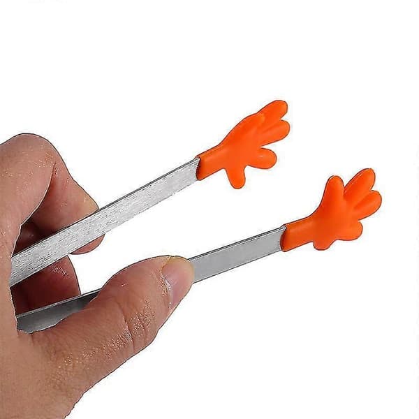 Handformade Silikontänger Mini Små Pyttesmå Kökstänger För Mat Socker Is Salladsbuffé (2st, Blå, Orange)