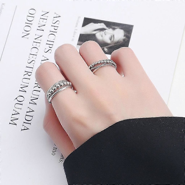 Ångestring med kopparplätering med vridbara pärlor Fidget Ring Stapelbar Ring