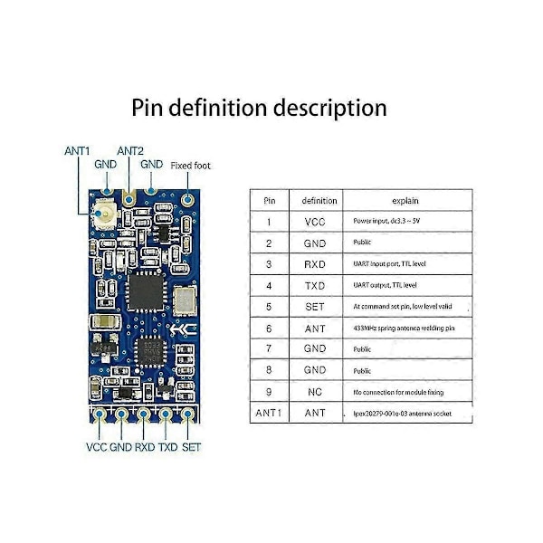 HC-12 433Mhz SI4463 Langaton Sarjaporttimoduuli 1000M Bluetooth HC12:n Korvaaja - 4 KPL