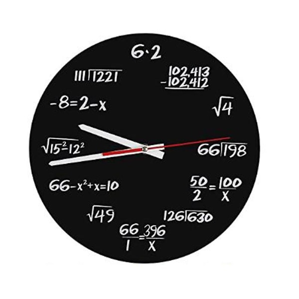 Matematikk Veggklokke, Matematiske Formels Klokke Quiz Klokke I Svart Og Hvit Unik Matematikk Ligning Klokke For