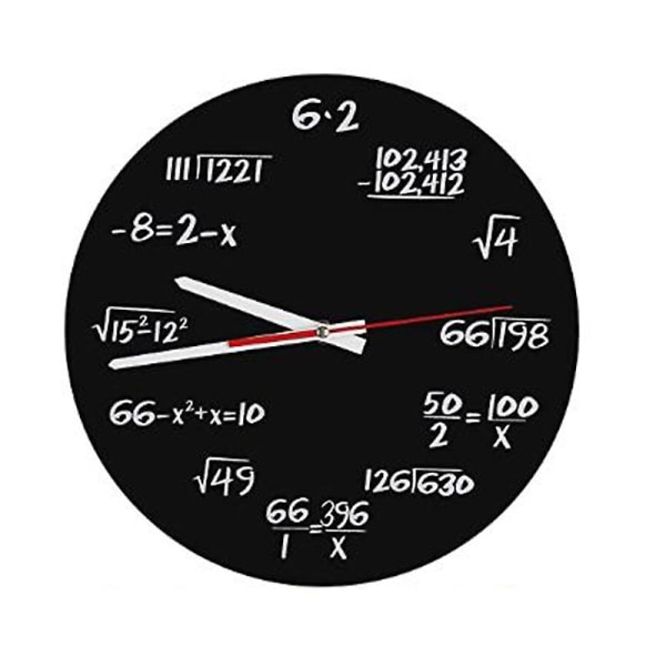 Math Väggklocka , Math Formulas Klocka Quiz Klocka i Svart Vit Unik Math Ekvationsklocka För
