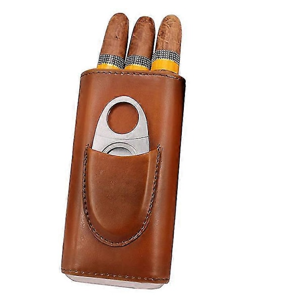 Cigarr Läder Humidorer, Cigarr Läderlåda, Brun Läder Humidor 1st