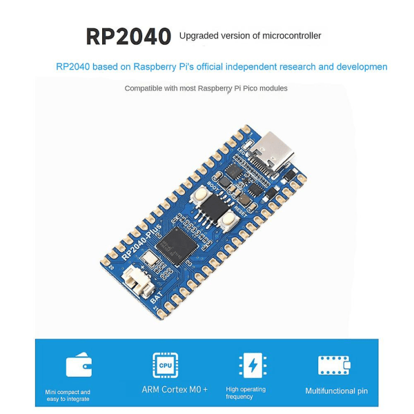 Rp2040 Plus mikrocontroller opgradering Rp2040 Dual Core Processor 16mb On-chip Flash til Pico