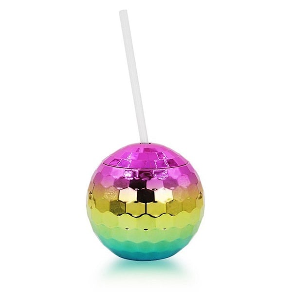 4 stk. Diskokulekopper med lokk og sugerør Tumbler Cocktailkopp Glitter Flash Ball Kopp for nattklubb Bar Drikking