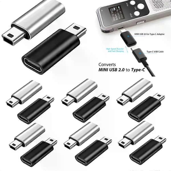 1~10 st Mini USB till Typ C Adapter 5 Pin Hane Mini USB till Hona USB Typ C Dataöverföringskontakt för MP3 Kamera PC Black 1pcs