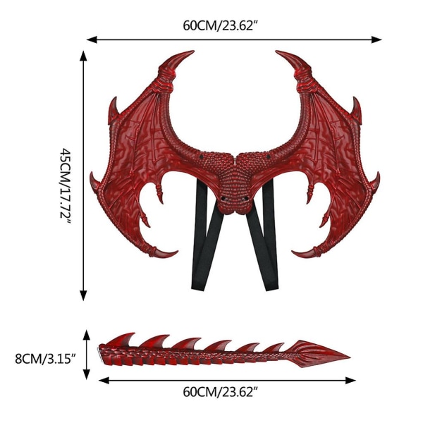 Dragon Wing-kostyme for barn Dragon Wing Tail Barn Halloween Dragon Cosplay-kostyme for barn Halloween Dress Up