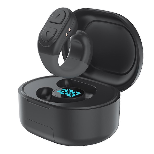 Rullande Ringfjärrkontroll Bluetooth Sida Vändare Klicka med Digital Laddningsfodral för IOS Android Telefon - Svart