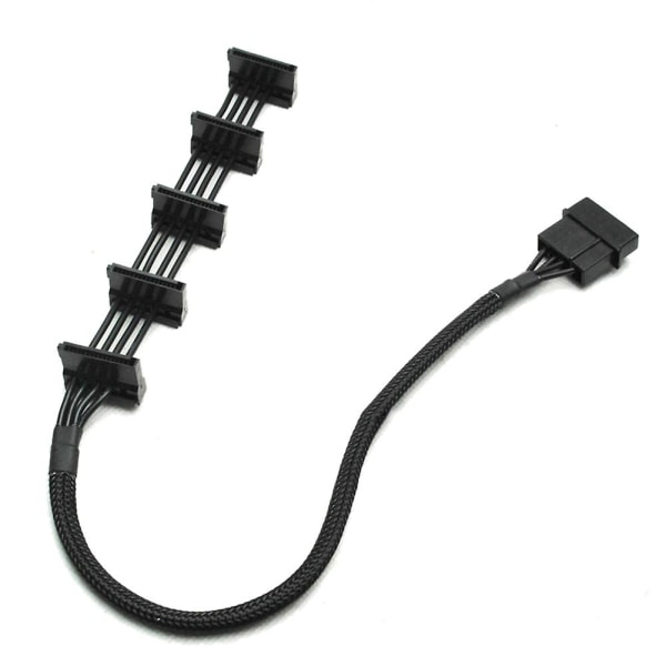 3 stk. 4-pins IDE Molex 1 til 5 SATA strømkabel 18AWG Sort 55 cm