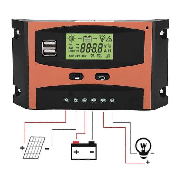 12V/24V MPPT Solpanel Regulator LCD-skärm Auto Batteriladdare 30A