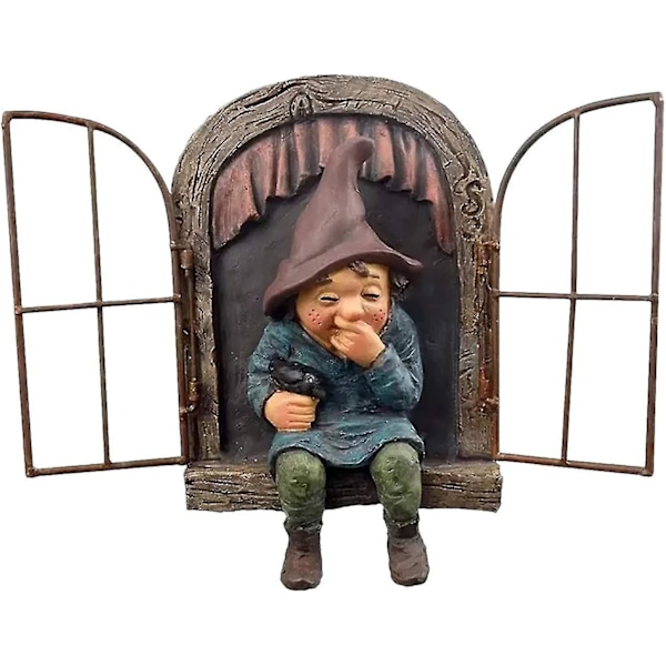 Hagegnom Ornament Resin Figur Utendørs Statue - Miniatyr Dekorativ Pynt (1 stk)