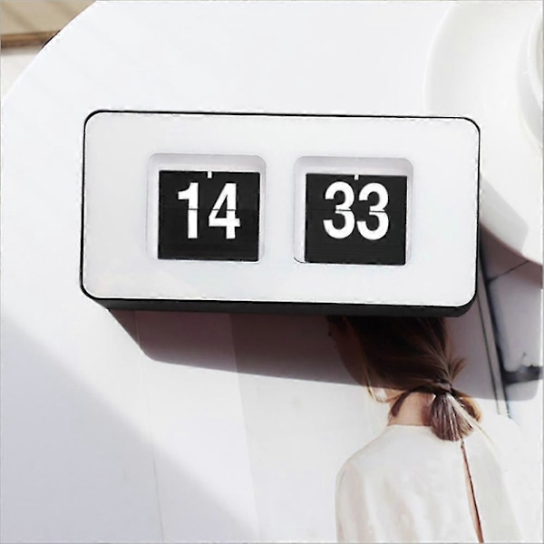 Automatisk Flip Ur, klassisk Retro Ur, digitalt Bord Side Ur, til Familie Soveværelse (sort, 1 stk)