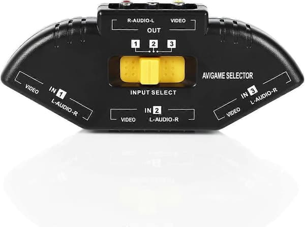 RCA Splitter med 3-vejs Audio, Video RCA Switch Box + RCA Kabel til at forbinde 3 RCA Udgangs enheder til dit TV Sort