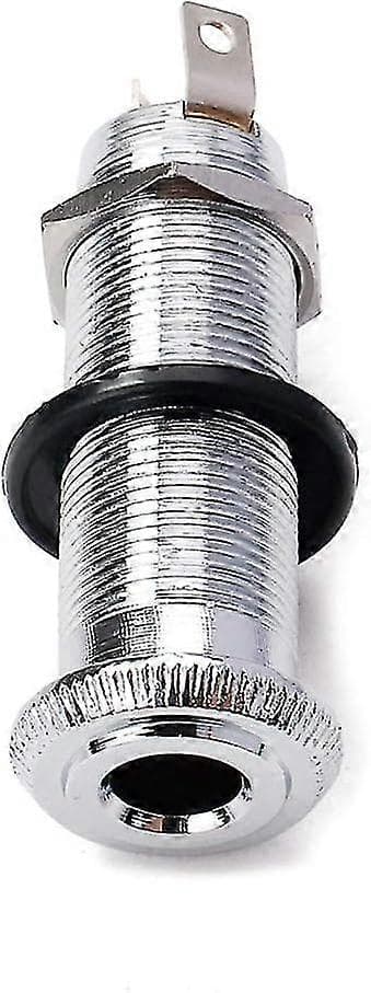 Stereo Mono Jack-kontakt för akustisk elgitarrbas, krompläterad 6,35 mm gänga