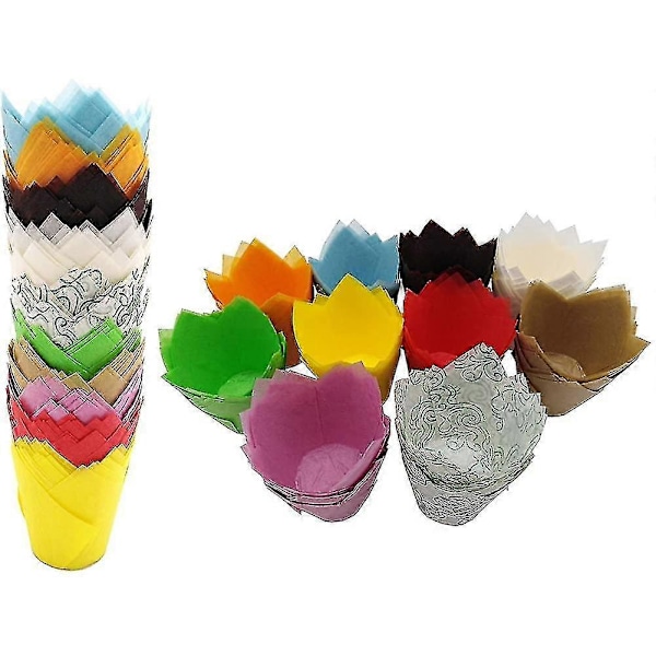 2023 - Cupcakeforme, 200 stk. Tulip Cupcakeforme Bagekopper Papir Cupcake og Muffins